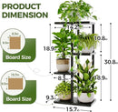 4-Tier Corner Metal Plant Stand – Black Wood & Metal Shelf