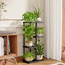 4-Tier Corner Metal Plant Stand – Black Wood & Metal Shelf
