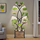 8-Tier Indoor Plant Stand with Grow Lights, Storage Drawer & 2 Hooks – 65-Inch Tall Shelf