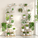 65-Inch Indoor Plant Stand with 8 Grow Lights – 10-Tier White Half Moon Shelf