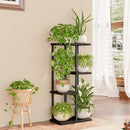4-Tier Corner Metal Plant Stand – Black Wood & Metal Shelf