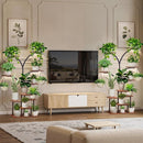 10-Tier Indoor Plant Stand with LED Light – Metal Frame & Wood Shelves