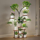 10-Tier Indoor Plant Stand with LED Light – Metal Frame & Wood Shelves