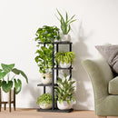 4-Tier Corner Metal Plant Stand – Black Wood & Metal Shelf